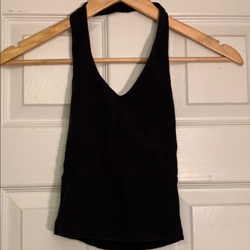 Topshop black halter crop top